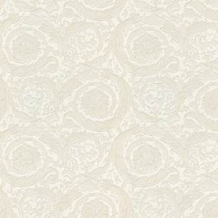 Wallpaper VERSACE IV Heritage ornament ecru on a white background 