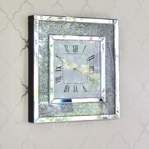 Wall clock PAOLA SILVER diamond mirrored 50x50 silver 