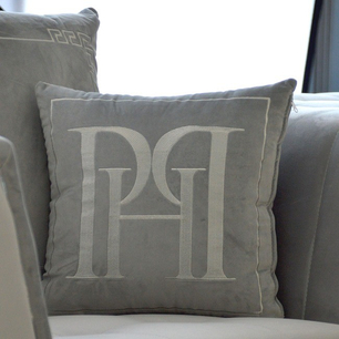 Cushion PH 40x40 with logo in grey fabric 