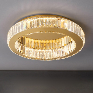 Crystal, gold, designer ceiling lamp, exclusive in a modern style, round, ring, ceiling lamp ECLIPSE 50 cm 