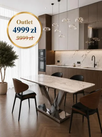 Stół LV COLLECTION Srebrny w ujęciu z przodu. Oświetlenie na zamówienie od Primavera Home.