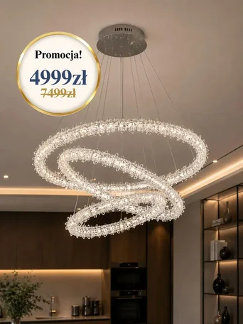 Żyrandol ICE XL Srebrny ukazany z boku. Ekskluzywne oświetlenie od Primavera Home idealne do aranżacji nowoczesnego wnętrza.