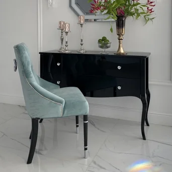 Komoda glamour łazienkowa czarna z połyskiem, gięte nogi stylowa nowoczesna  ELENA GLAMOUR