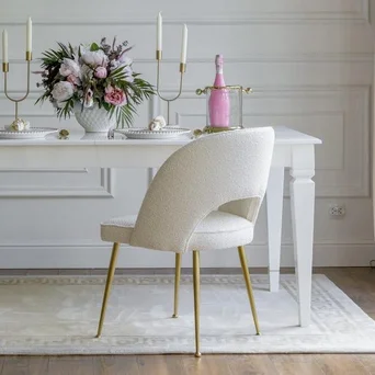 Nowoczesne krzesło glamour CARDINALE z tapicerką z tkaniny boucle