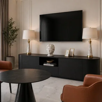 Ekspozycja komody AMARA w salonie, prezentująca nowoczesny design od Primavera Home.
