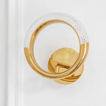 Kinkiet Złoty Okrągły Kryształowy Glamour Round – lampa ścienna
