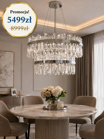 Żyrandol srebrny kryształowy Promocja Bulgari od Primavera Home