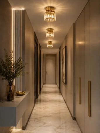 Lampa Sufitowa Kryształowa pojedynczy punkt świetlny DIAMOND XS , lampa glamour – Primavera Home uchwycona z boku. Detal wykończenia prezentuje elegancję i styl.