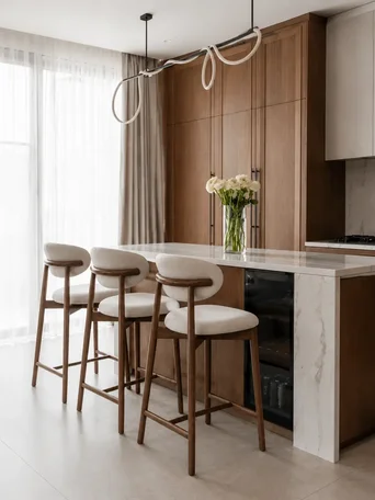 Widok z nad, Designerski Hoker Drewniany Olivia – Krzesło Barowe od Primavera Home.