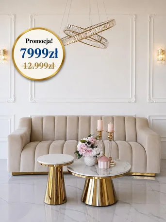 Sofa LONDON Beżowa z boku, doskonale wpisująca się w aranżację nowoczesnego wnętrza. Meble na zamówienie od Primavera Home.