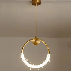 Lampa zwis pojedynczy złoty nowoczesny kryształowy MOON