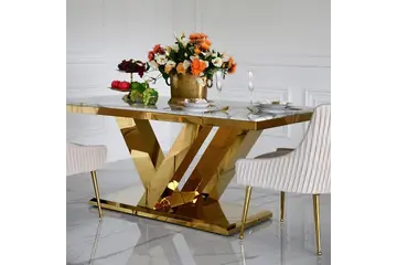Luksusowy złoty stół do jadalni glamour LV Collection