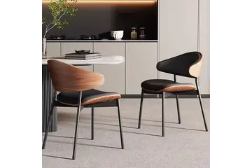 Krzesło nowoczesne designerskie tapicerowane drewniane na czarnym stelażu WING