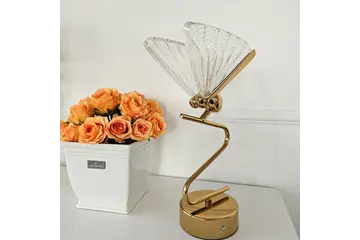 Lampa stołowa kryształowa MOTYL, złota, lampa nocna glamour, nowoczesna