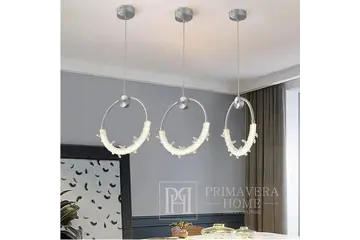 Lampa wisząca kryształowa, glamour srebrna okrągła designerska, pojedynczy zwis do sypialni, łazienki MOON
