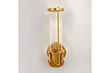 Kinkiet kryształowy, złoty, glamour, podłużny, designerska lampa ścienna RONALD S