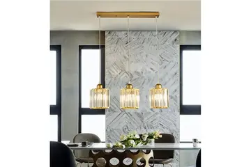 Lampa wisząca glamour nad stół, podłużna designerska ekskluzywna z kryształowymi kloszami STARS L