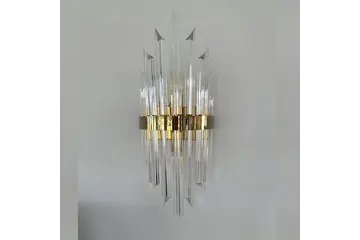Kinkiet kryształowy, złoty, glamour, designerska lampa ścienna LUCY
