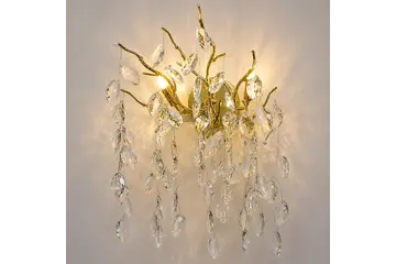 Kinkiet złoty kryształowy glamour nowoczesny, lampa ścienna QUEEN