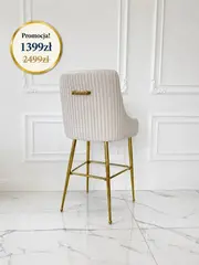 Nowoczesny hoker do wyspy, barku, glamour w tkaninie aksamitnej beżowy złoty PALOMA