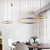 LED glamor lamp round with gloss ring adjustable, modern, loft gold for the living room GALASSIA ring 80cm 