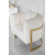 Modern, stylish, designer glamor armchair for the living room and dining room, beige and gold boucle BENT 