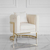 Modern, stylish, designer glamor armchair for the living room and dining room, beige and gold boucle BENT 