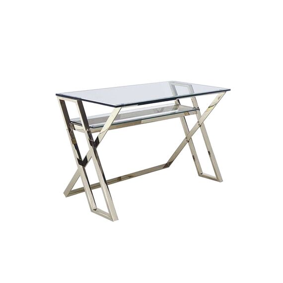 Biurko stół MODERN szklany stal nierdzewna srebrny