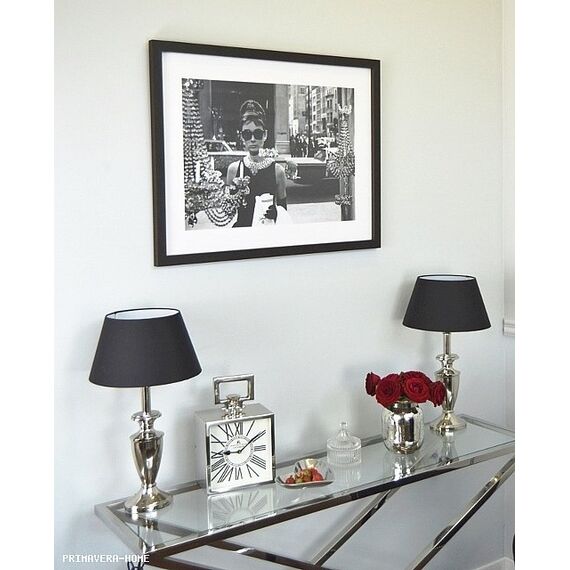 Konsola glamour stal nierdzewna srebrna szklana do przedpokoju salonu CRISS CROSS XL