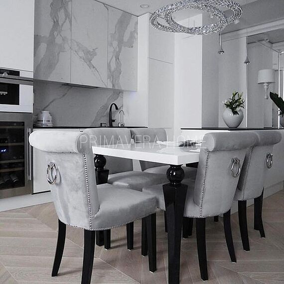 Upholstered chair LARGO glamour for the dining room, with a knocker 90x44x57