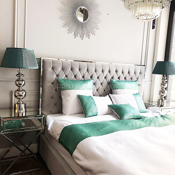 A glamor upholstered quilted bed modern New York style gray SPECTRE