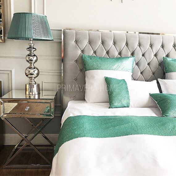 A glamor upholstered quilted bed modern New York style gray SPECTRE