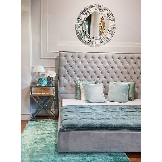 A glamor upholstered quilted bed modern New York style gray SPECTRE