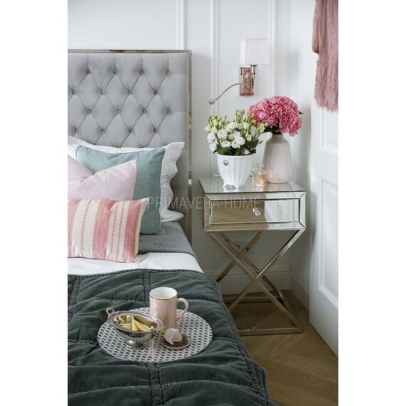 A glamor upholstered quilted bed modern New York style gray SPECTRE