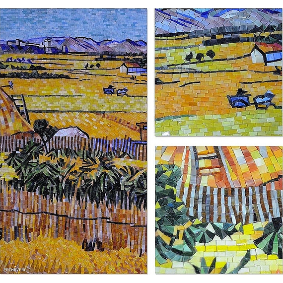 Glass mosaic Van Gogh wheat field