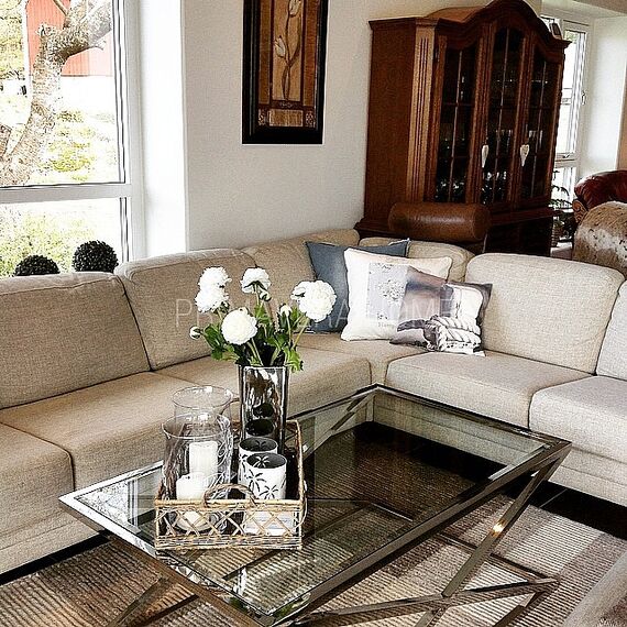 Coffee table stainless steel glass CRISS CROSS M