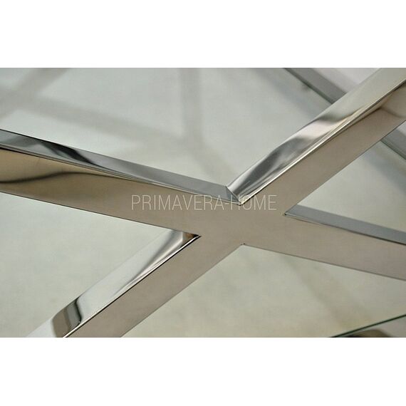 Coffee table stainless steel glass silver CRISS CROSS XXL