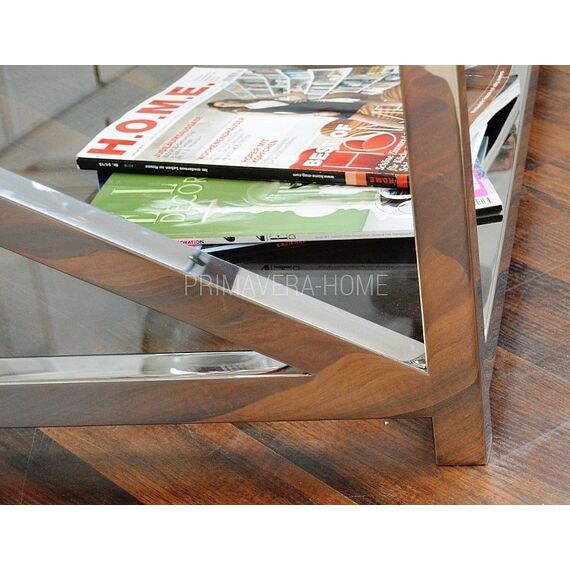 Coffee table stainless steel glass silver CRISS CROSS XXL