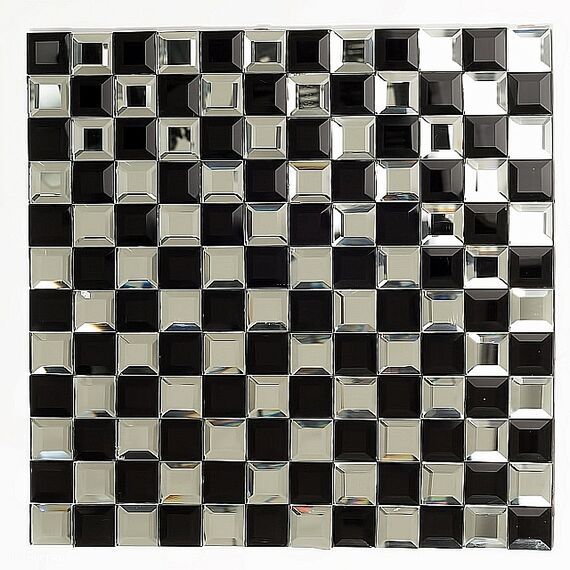 Black and White Hermione Black and White Glass Diamond Mosaic Chessboard