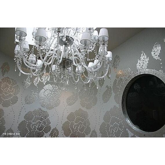 Glass mosaic winter Flowers Oro Bianco white and silver 