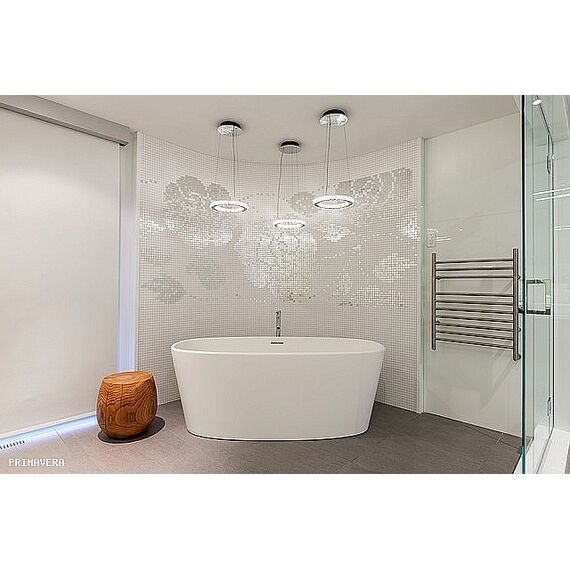 Glass mosaic winter Flowers Oro Bianco white and silver 