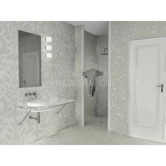 Glass mosaic Damano Binoro white and silver Silver