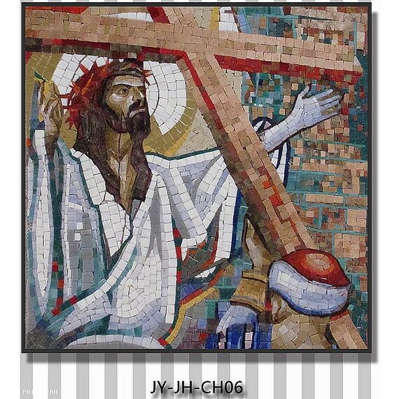 Glass mosaic religious painting of christian religious