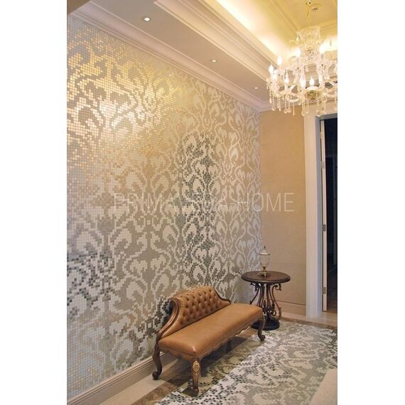 Glass mosaic Damano Binoro white and silver Silver