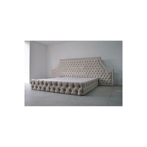 Łóżko glamour tapicerowane pikowane chesterfield szare białe VISION