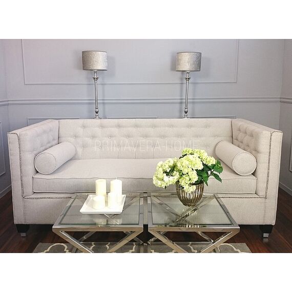 CRISS CROSS S Silver Glass Stainless Steel Coffee Tables KIT