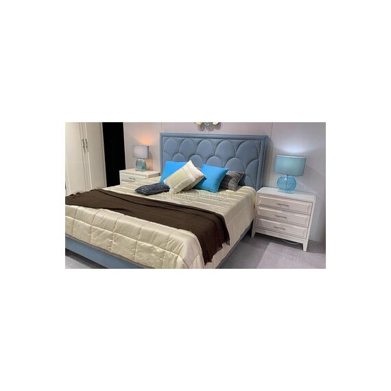 Upholstered bed quilted glamour New York grey, white SCALA