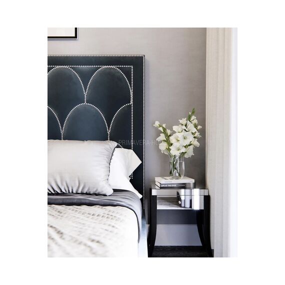 Upholstered bed quilted glamour New York grey, white SCALA