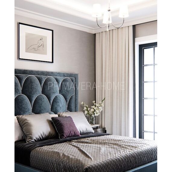 Upholstered bed quilted glamour New York grey, white SCALA