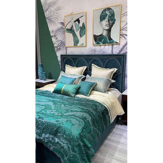 Upholstered bed quilted glamour New York grey, white SCALA